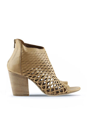 Bueno Shoes Bej Deri Kadın Topuklu Sandalet 01wl3700