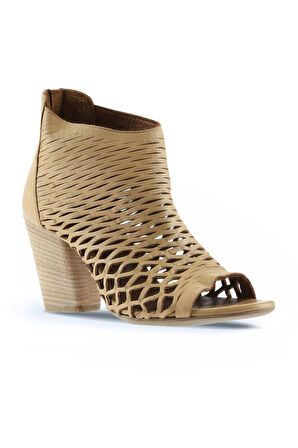 Bueno Shoes Bej Deri Kadın Topuklu Sandalet 01wl3700