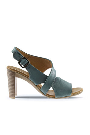 Bueno Shoes Mavi Deri Kadın Topuklu Sandalet 01wn4115