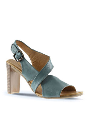 Bueno Shoes Mavi Deri Kadın Topuklu Sandalet 01wn4115