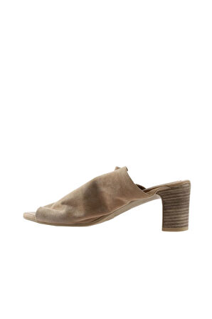 Bueno Shoes Bej Süet Kadın Topuklu Terlik 01wn1503