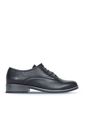 Bueno Shoes Siyah Amf Deri Kadın Az Topuklu Ayakkabı 01wr3300