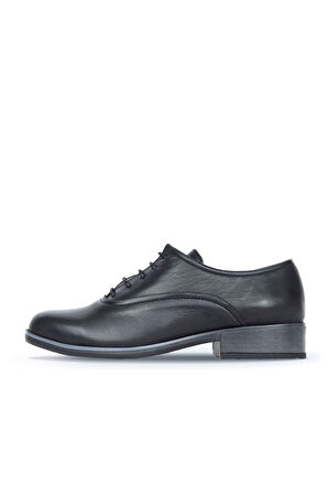Bueno Shoes Siyah Amf Deri Kadın Az Topuklu Ayakkabı 01wr3300