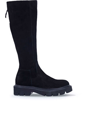 Bueno Shoes Siyah Süet Kadın Düz Çizme 01wr3407