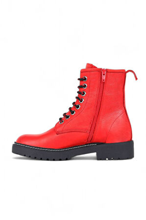 Bueno Shoes Kırmızı Deri Kadın Düz Bot 01wr4201