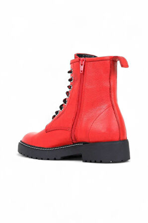 Bueno Shoes Kırmızı Deri Kadın Düz Bot 01wr4201