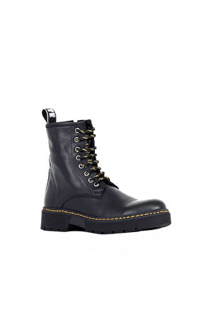 Bueno Shoes Siyah Amf Deri Kadın Düz Bot 01wr4901