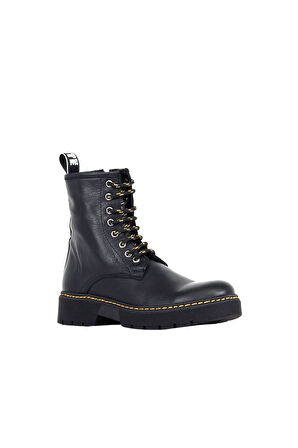 Bueno Shoes Siyah Amf Deri Kadın Düz Bot 01wr4901