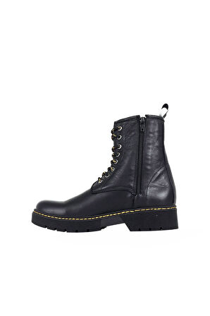 Bueno Shoes Siyah Amf Deri Kadın Düz Bot 01wr4901
