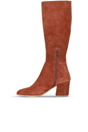 Bueno Shoes Kiremit Süet Kadın Topuklu Çizme 01wr5104