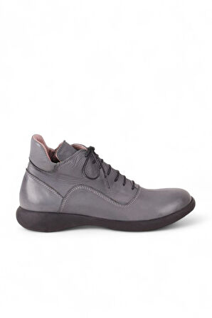 Bueno Shoes Gri Deri Kadın Düz Bot 01wr7700