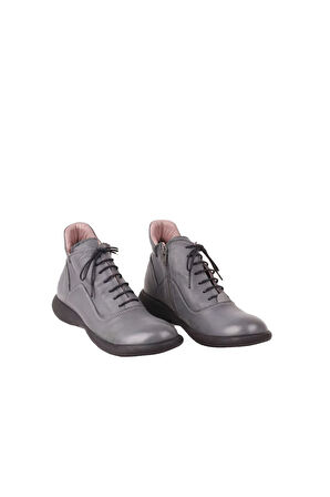 Bueno Shoes Gri Deri Kadın Düz Bot 01wr7700