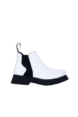 Bueno Shoes Beyaz Deri Kadın Düz Bot 01wr8801