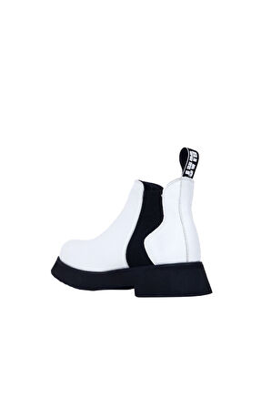Bueno Shoes Beyaz Deri Kadın Düz Bot 01wr8801