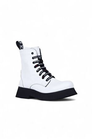 Bueno Shoes Beyaz Deri Kadın Düz Bot 01wr8802