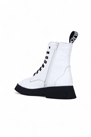 Bueno Shoes Beyaz Deri Kadın Düz Bot 01wr8802