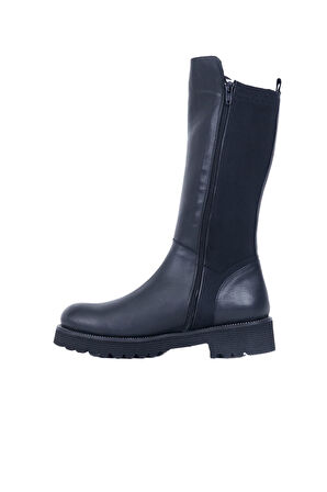 Bueno Shoes Siyah Deri Kadın Dolgu Topuklu Çizme 01wp2508