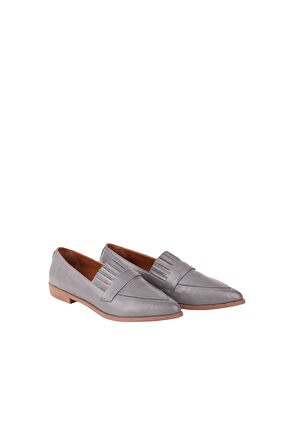 Bueno Shoes Gri Deri Kadın Loafer 01wr0201