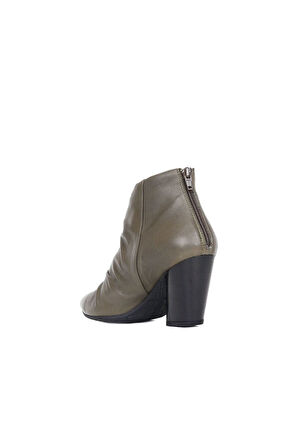 Bueno Shoes Yeşil Deri Kadın Topuklu Bot 01wr1400