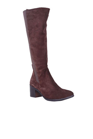 Bueno Shoes Kahverengi Koyu Süet Kadın Topuklu Çizme 01wr2906
