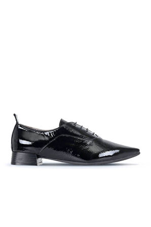 Bueno Shoes Siyah Kırışık Rugan Kadın Az Topuklu Ayakkabı 01wr3003