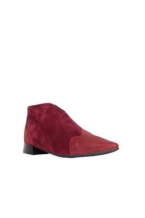 Bueno Shoes Bordo Süet Kadın Düz Bot 01wr3006