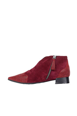 Bueno Shoes Bordo Süet Kadın Düz Bot 01wr3006