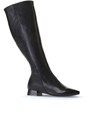 Bueno Shoes Siyah Deri Kadın Düz Çizme 01wr3009