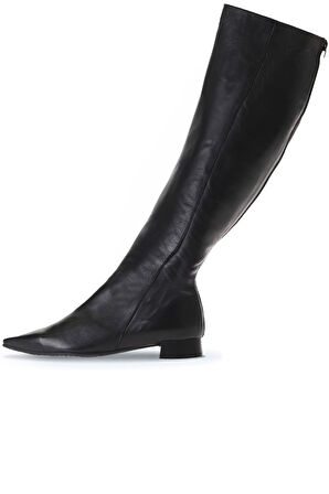 Bueno Shoes Siyah Deri Kadın Düz Çizme 01wr3009