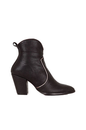 Bueno Shoes Siyah Deri Kadın Topuklu Bot 01wr5000