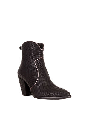 Bueno Shoes Siyah Deri Kadın Topuklu Bot 01wr5000