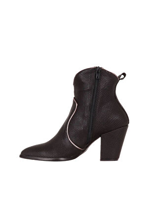 Bueno Shoes Siyah Deri Kadın Topuklu Bot 01wr5000