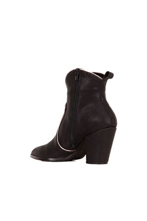 Bueno Shoes Siyah Deri Kadın Topuklu Bot 01wr5000