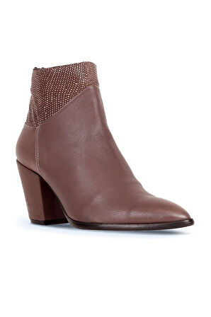 Bueno Shoes Gri Deri Kadın Topuklu Bot 01wr5006