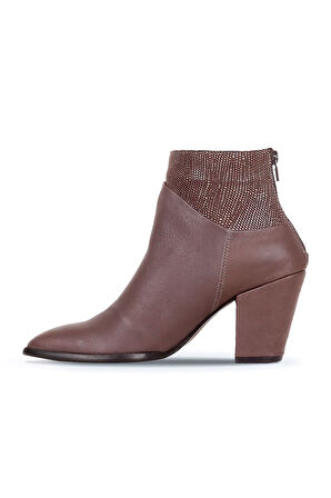 Bueno Shoes Gri Deri Kadın Topuklu Bot 01wr5006
