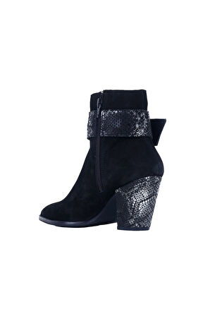 Bueno Shoes Siyah Nubuk Kadın Topuklu Bot 01wr5007