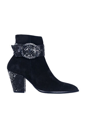 Bueno Shoes Siyah Nubuk Kadın Topuklu Bot 01wr5007