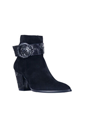 Bueno Shoes Siyah Nubuk Kadın Topuklu Bot 01wr5007