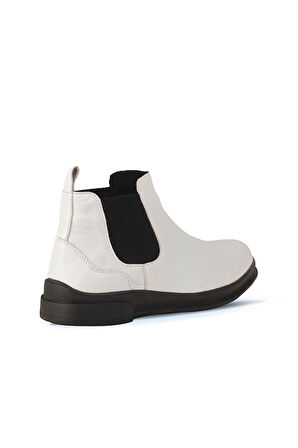 Bueno Shoes Beyaz Deri Kadın Düz Bot 01wr6300
