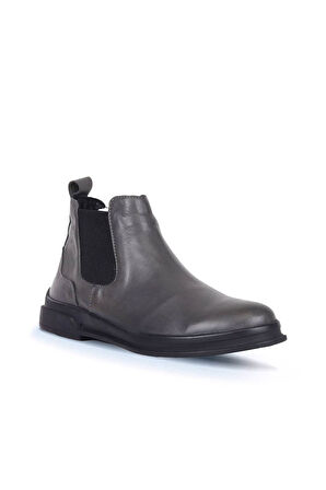 Bueno Shoes Gri Deri Kadın Düz Bot 01wr6300