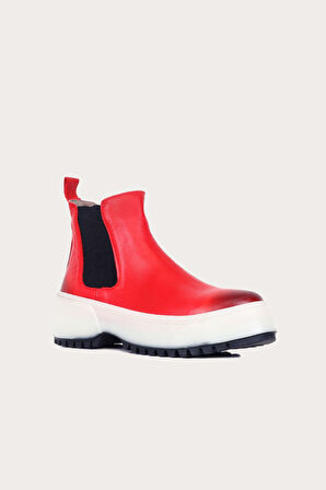 Bueno Shoes Kırmızı Deri Kadın Spor Bot 01wr4701