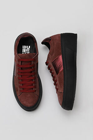 Bueno Shoes Bordo Süet Kadın Dolgu Topuklu Ayakkabı 01wr3504