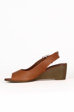 Bueno Shoes Taba Koyu Deri Kadın Dolgu Topuklu Sandalet 01we4002