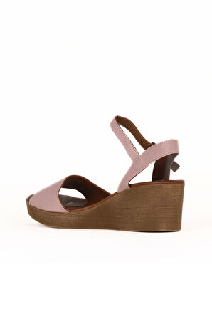 Bueno Shoes Gül Kurusu Deri Kadın Dolgu Topuklu Sandalet 01we3904