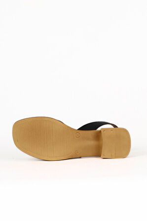 Bueno Shoes Siyah Deri Kadın Topuklu Sandalet 01we3803