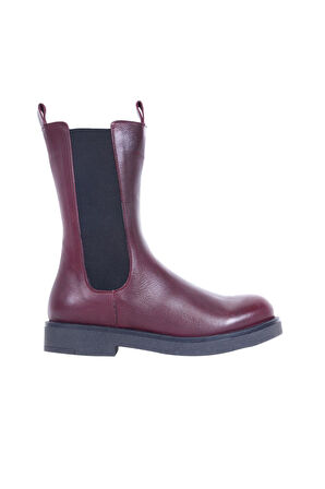 Bueno Shoes Bordo Deri Kadın Düz Bot 01wr12501