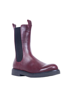 Bueno Shoes Bordo Deri Kadın Düz Bot 01wr12501