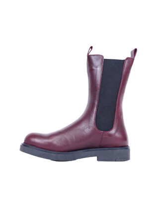 Bueno Shoes Bordo Deri Kadın Düz Bot 01wr12501