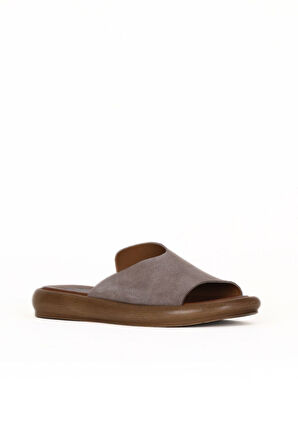 Bueno Shoes Gri Koyu Alf Süet Kadın Düz Terlik 01we3104