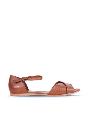 Bueno Shoes Kahverengi Deri Kadın Düz Sandalet 01wl1217